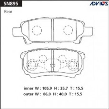 Колодки тормозные задние Mitsubishi Lancer/Outlander /Chrysler Sebring/