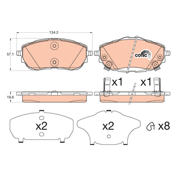 Колодки тормозные передние Corolla 13/Auris 12