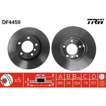 Диск тормозной передний BMW 1/3 E81/E87/E90/E91