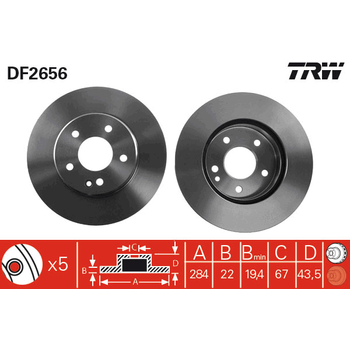 Диск тормозной передний MB CClass I W202