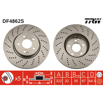 Диск тормозной передний MB W204/W212