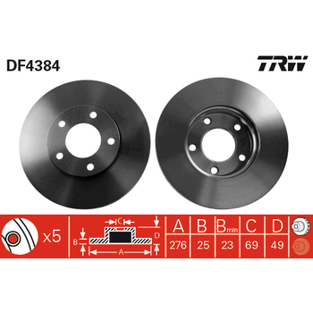 Диск тормозной передний Ford/Mazda 3/5