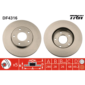 Диск тормозной передний Nissan XTrail/Maxima A33 28mm